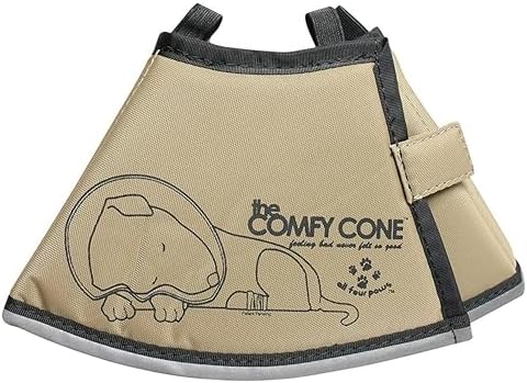 All Four Paws Comfy Cone Pet Cone for Dogs, Cats, Small, Tan - Comfortable Soft Dog Cone Collar Alternative for After Surgery, Wound Care, Spay, Neuter - Dog and Cat Recovery Elizabethan-Collar by AllFourPaws