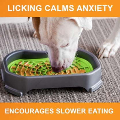 Neater Pets Neat-LIK Dog Lick Mat w/Mess-Proof Tray, Lick Mat for Dogs, Cats, Puppy, Reduces Anxiety & Boredom, Peanut Butter Slow Feeder, Interactive Treat Licking Pad (Green/Gunmetal) - Image 3