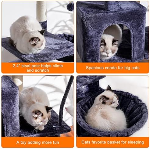 Heybly Cat Tree with Toy, 50.4" Cat Tower condo for Indoor Cats, HCT004G - Image 4