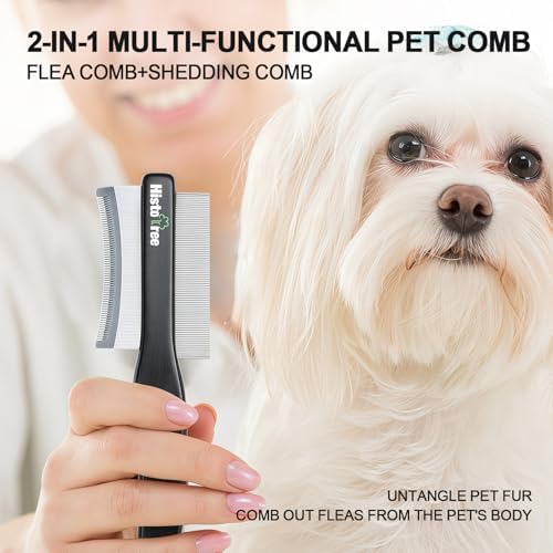 2-in-1 Dog Dematting&Deshedding Comb with Wooden Handle - Image 2