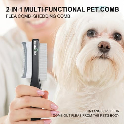 2-in-1 Dog Dematting&Deshedding Comb with Wooden Handle - Image 2