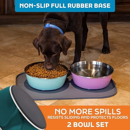 Master Pet Supply Stainless Steel Dog Bowls Set of 2 - Emerald Sea - 64 Oz - Image 4