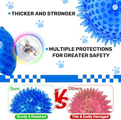 6 Pack 3.5" Light Up Squeaky Dog Toy Balls, Spiky Dog Balls for Small,Medium Large Dogs - Image 4