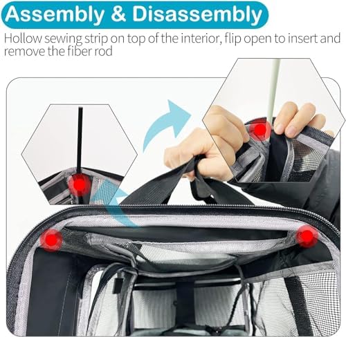 Wakytu Airline Approved Pet Carrier, Collapsible Cat Carrier, Expandable Dog Carrier, 900D High Density Oxford Cloth, Wear-Resisting, Anti Tearing, Safety Lock Zipper, Reflective Tape - Image 6