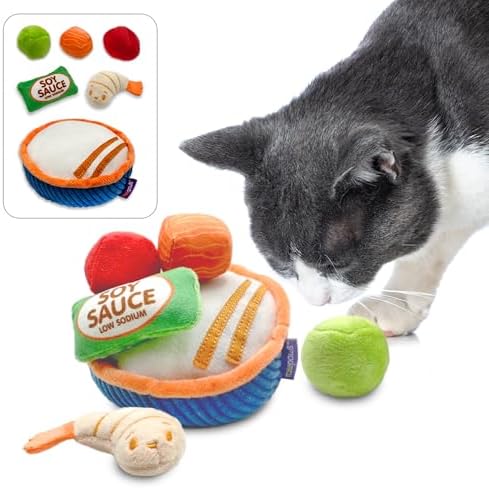 6-Piece Sushi Playset - Catnip Plush Cat Toys, Poke Bowl - Image 4