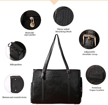 Lasaviin Fashion Dog Purse Pet Carrier Leather Bag for Small Dogs Cats Puppy, Portable Tote Bag Airline Approved Soft-Sided Carriers (Black) - Image 4