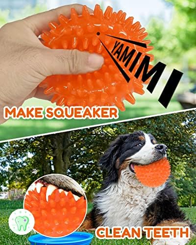 Pweituoet 4.5” Heavy Duty Squeaky Dog Balls for Medium Large Dogs, Dog Toys for Aggressive Chewers, Spike Ball Toys for Clean Teeth and Training(2 Pack) - Image 6