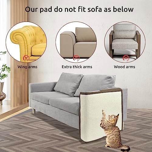 Cat Scratch Furniture Protector with Natural Sisal for Protecting Couch Sofa Chair Furniture,Couch Protector from Cat Claws 23.6L''*19.7W'' (Brown, Left Handed) - Image 4