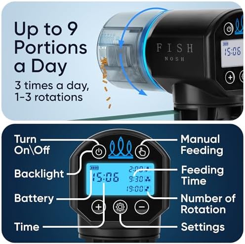 FISHNOSH Automatic Fish Feeder for Aquarium - New Generation 2026, Auto Food Dispenser with Timer for Small Tank, Big Aquariums & Pond (Blue) - Image 3