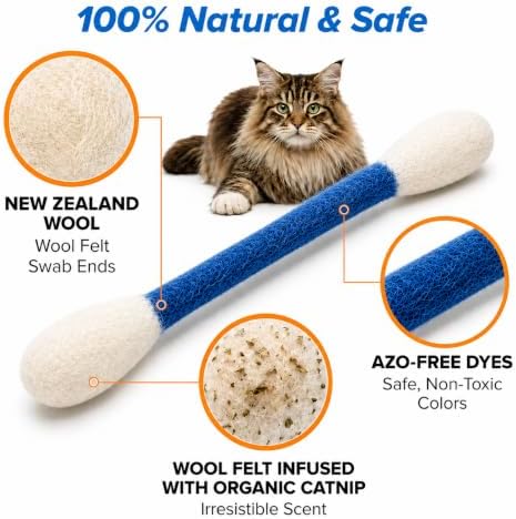 Glaciart One XXL Swabs Cat Toys with Catnip - 2 Pk | Durable for Chew, Cute Cat Toys Interactive Kitty for Boredom, Exercise, & Play | Filled w/Organic Catnip for Anxiety & as Digestive Aid - Image 4