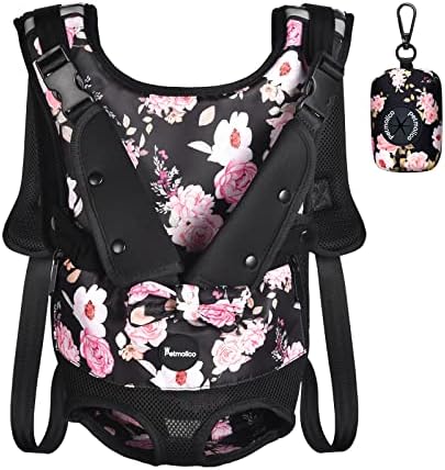 Petmolico Dog Carrier Backpack, Adjustbale Dog Front Backpack Legs Out Puppy Backpack for Small Medium Dogs Travelling Hiking Shopping, Peony Medium by Petmolico