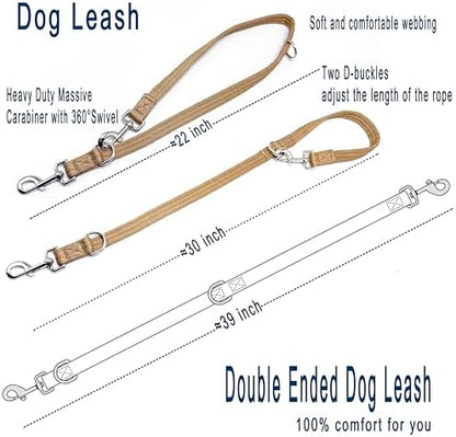 Double Ended Dog Leash,for Obedience Training Easy to Use,Lightweight,Soft for Large and Medium Dogs (Light Military Tan, 1M*2.5CM) - Image 3