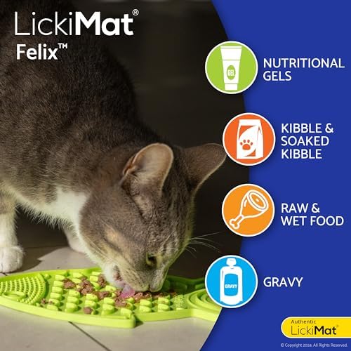 LickiMat Felix, Fish-Shaped Cat Slow Feeders Lick Mat, Boredom Anxiety Reducer; Perfect for Food, Treats, Yogurt, or Peanut Butter. Fun Alternative to a Slow Feed Cat Bowl or Dish, Green - Image 4