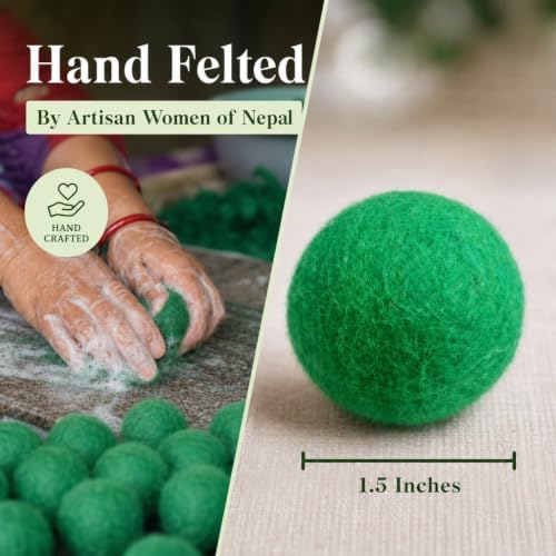 Felted Wool Cat Ball Toys, Green, 6PCS - Image 4