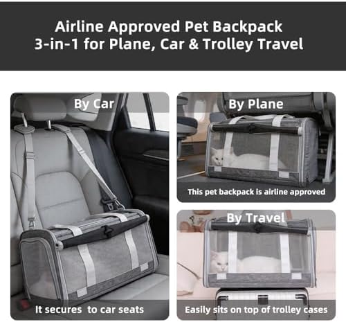 Cat Carrier Soft Sided Dog Carrier with 1 Poop Bags and 5 Pee Pads,Airline Approved Pet Carrier for Small Dog/Cat Bag(18.5" L x 11.8" W x 11.4" H),Ideal for Medium-Large Cats Small Dogs (Gray) - Image 5
