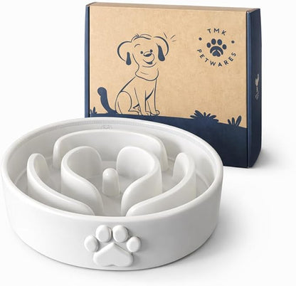 Slow Feeder Dog Bowls – Dog Bowl Slow Feeder – Microwaveable Dog Slow Feeder for All Breeds – Lead and BPA-Free Ceramic Pet Bowl – Pet Feeder for Fast Eaters
