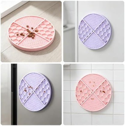 2 Pack Round Honeycomb Lick Mat for Dogs&Cats with 61 Suction Cups - Image 5