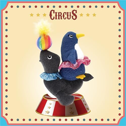 Jumpaws 2 Pack Interactive Catnip and Feather Cat Toys, Circus Penguin and Seal Catnip Toys, Accessories for Indoor Cat, Catnip Plush Toys with Natural Feathers and Rattles - Image 6