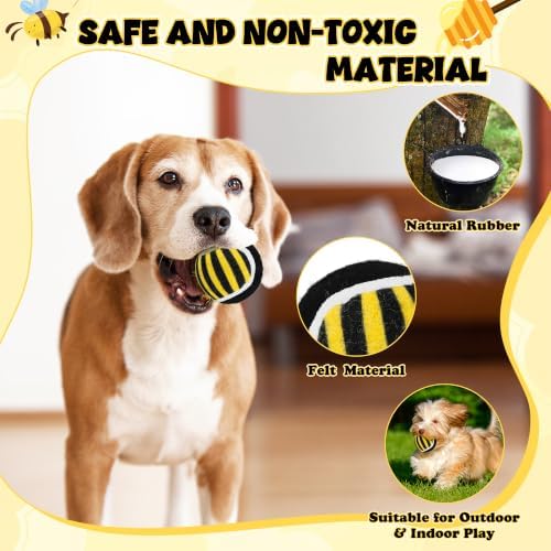 4 Pack Dog Squeaky Toys, Bee Interactive Toys Set, Natural Rope Tug Toy, Crinkle Flying Disc, Tennis Ball ，Puzzle Feeder, Safe Durable Dog Toys for Small Medium Dogs Indoor Outdoor Play - Image 6
