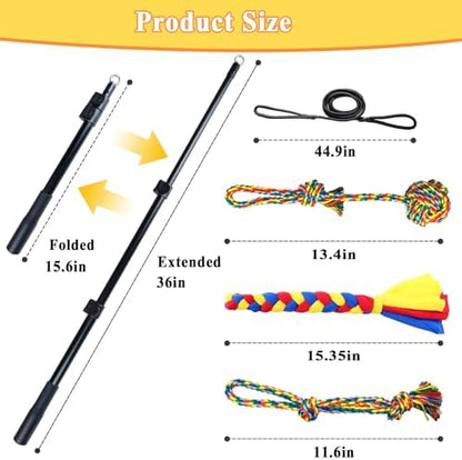 Flirt Pole for Dogs, Heavy Duty Dog Teaser Wand with 3 Replacement Rope - Image 6