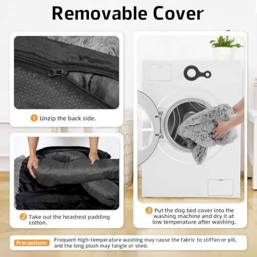 GGIB Calming Dog Bed Fluffy Plush Dog Mat for Furniture Protector with Removable Washable Cover for Large Medium Small Dogs and Cats (Small,Grey) - Image 4