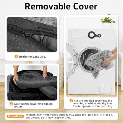 GGIB Calming Dog Bed Fluffy Plush Dog Mat for Furniture Protector with Removable Washable Cover for Large Medium Small Dogs and Cats (Small,Grey) - Image 4