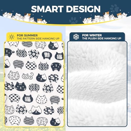 Admaison Cat Hammock for Cage Hanging Reversible 2Pack,Pet Hammock Bed Adjustable,Soft Sleeping Hammock for Cats,Ferret,Puppy,Rabbits,Small Animals (M, CAT) - Image 3