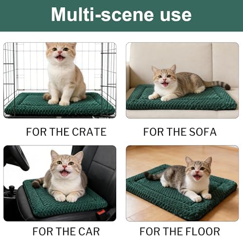 Dog Bed Mat – Soft & Comfortable Dog Kennel Pad for Crate – Durable Crate Bed & Mat for Dogs & Cats (Dark Green, XS(18"*14"*1.5")) - Image 3