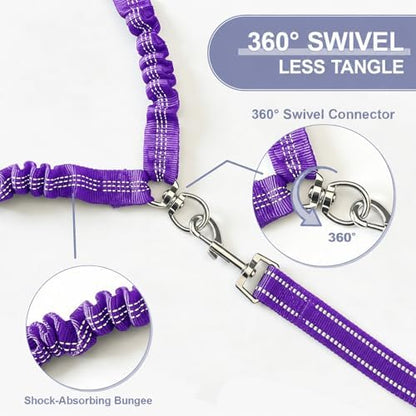 Double Dog Leash Padded Handle 360°Swivel No Tangle Dual Leash for Two Dogs - Image 3