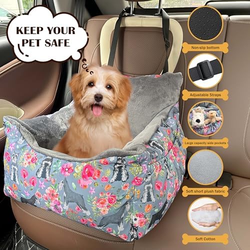 Dog Car Seats for Small Medium Sized Dogs Carseat for Car Funny Fuzzy Pet Dog Booster Car Seat Puppy Under 31 Lbs with Soft Plush Cushion&Washable Removable Cover - Image 3