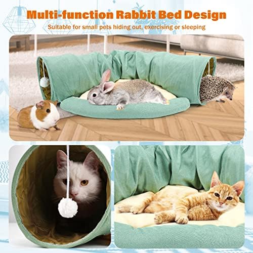 BWOGUE Bunny Tunnel Bed, 2-in-1 Collapsible Rabbit Tunnel Hideout with Mat - Image 4