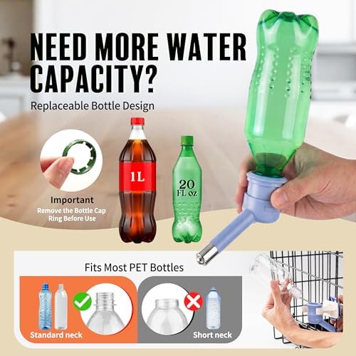 Choco Nose Patented No-Drip Dog Water Bottle/Feeder for Dogs/Cats and Other Small-Medium Sized Animals - for Cages, Crates or Wall Mount. 10.2 Oz. Mess Free Leak-Proof Nozzle 16mm, Blue (C590) - Image 5
