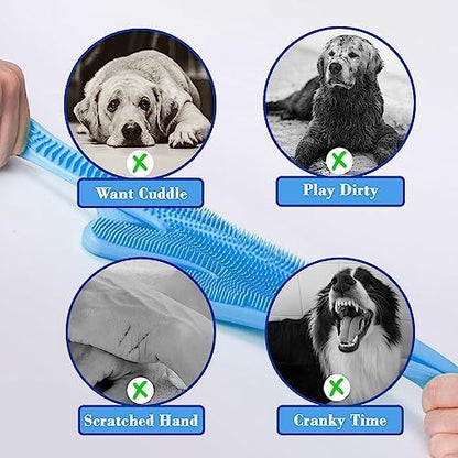Pet Grooming Gloves Pet Hair Remover Cat, Dog Washing Gloves Silicone Heat Resistant Cleaning Gloves with High-Density Teeth Grooming Gloves for Dogs, Cats, Horses, Rabbits (1 Pair - Blue) - Image 5