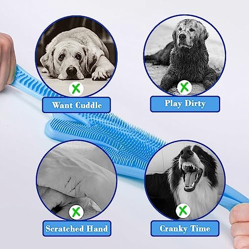 Pet Grooming Gloves Pet Hair Remover Cat, Dog Washing Gloves Silicone Heat Resistant Cleaning Gloves with High-Density Teeth Grooming Gloves for Dogs, Cats, Horses, Rabbits (2 Pairs - Blue) - Image 5