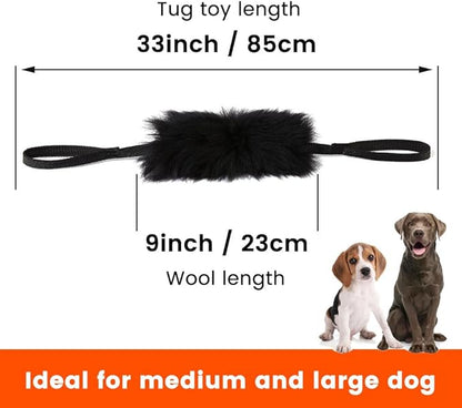 HOWGO Dog Bungee Chaser Toy Double Handles Natural Sheepskin Fur for All Breeds(Yellow,2Pack)