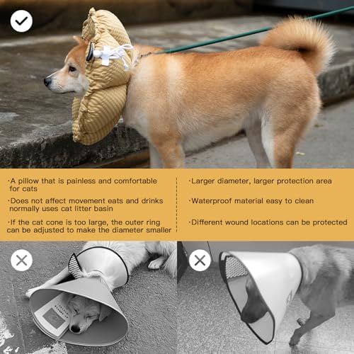 H HIDREAM Soft Dog Cones for Medium Dogs,Cute Adjustable Cone for Dogs to Stop Licking,Dog Recovery Collars & Cones that can Protect Head and Foot Wounds，Daisy Yellow All-Season Style - Image 6