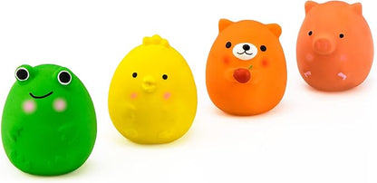 CHIWAVA 4PCS 2.4'' Squeak Latex Puppy Toy Funny Animal Sets Pet Interactive Play for Small Dog Assorted Color
