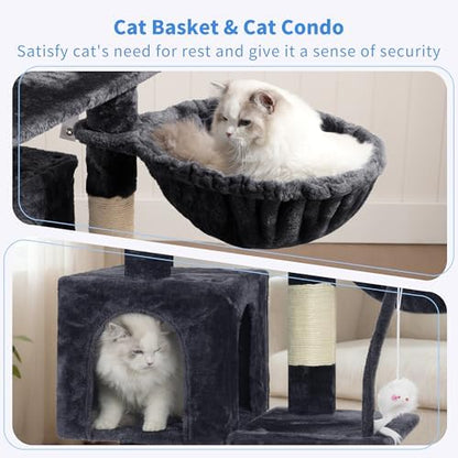 Heybly Cat Tree with Toy, 43.3 inch Cat Tower for Indoor Cats HCT004SG - Image 3