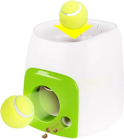 Automatic Dog Ball Launch - 16x16x20cm/6.3x6.3x7.87 Inches Tennis Ball Launch for Dogs | Interactive Toys with Snack Dispensing Puzzle for Puppy Training Exercise Inside Outside Backyard