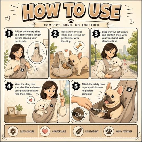 Dog Sling Carrier for Small Dogs up to 15 lbs, Hands-Free, Size L - Image 6