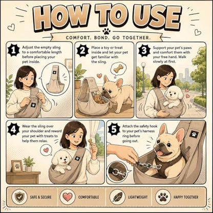Dog Sling Carrier for Small Dogs up to 15 lbs, Hands-Free, Size L - Image 6