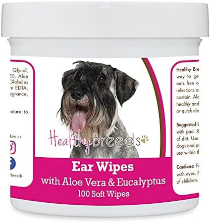 Healthy Breeds Standard Schnauzer Ear Cleaning Wipes with Aloe & Eucalyptus for Dogs 100 Count by HealthyBreeds