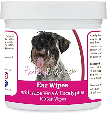 Healthy Breeds Standard Schnauzer Ear Cleaning Wipes with Aloe & Eucalyptus for Dogs 100 Count by HealthyBreeds