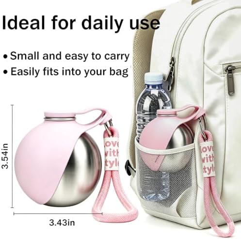 Portable Dog Water Bottle, Flip-Top Silicone Bowl Design, Insulated Hot & Cold Retention Material, One-Hand Leakproof Use, Perfect for Walking & Hiking, 10oz (Pink, Printing) - Image 7