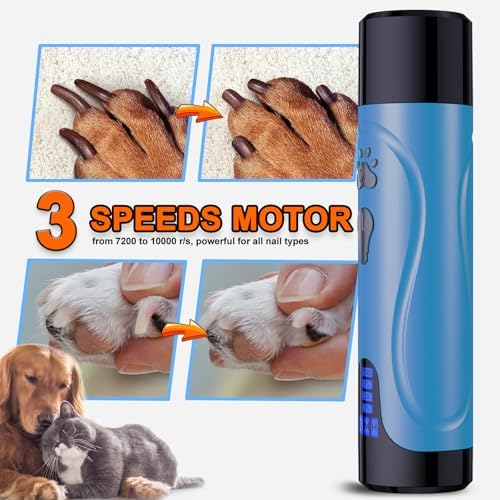 YABIFE Dog Nail Grinder, Dog Nail Trimmers and Clippers Kit, Super Quiet, Rechargeable, for Small Large Dogs Cats Toenail Claw Grooming,3 Speeds - Image 5
