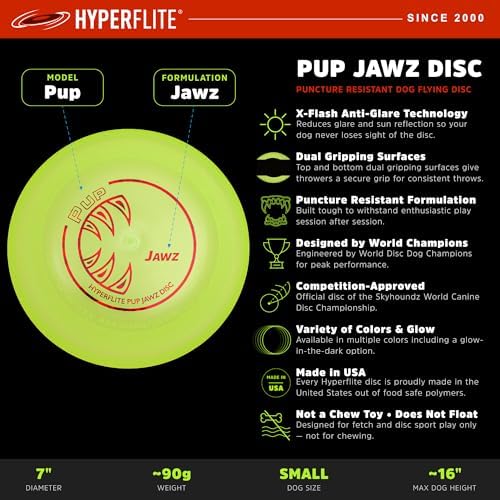 Hyperflite Pup Jawz Puncture Resistant Dog Flying Disc, Small Dogs - Image 3