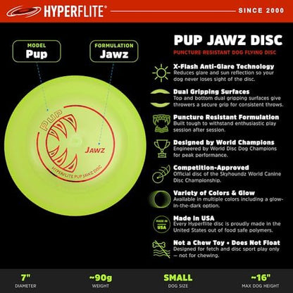 Hyperflite Pup Jawz Puncture Resistant Dog Flying Disc, Small Dogs - Image 3