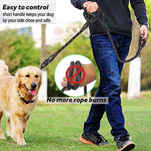 JSXD Heavy Duty Double Handle Dog Leash - 5 FT, Padded & Reflective, Rope for Small to Large Dogs (Black) - Image 3