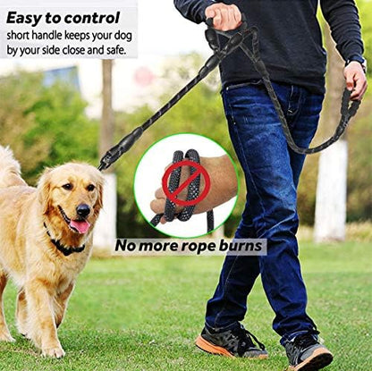 JSXD Heavy Duty Double Handle Dog Leash - 5 FT, Padded & Reflective, Rope for Small to Large Dogs (Black) - Image 3