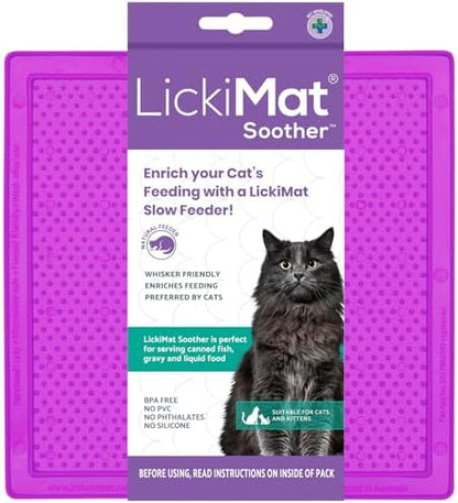 LickiMat Classic Soother, Cat Slow Feeder Lick Mat, Boredom Anxiety Reducer; Perfect for Food, Treats, Yogurt, or Peanut Butter. Fun Alternative to a Slow Feed Cat Bowl or Dish, Purple by LICKIMAT